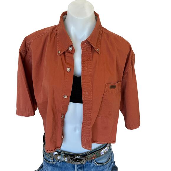 Carhartt Tops - Carhartt Boxy Button Down Shirt Burnt Orange One Size Crop Top Oversized Upcycle
